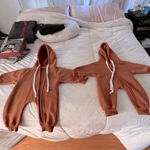 Boys matching sweatshirt rompers!